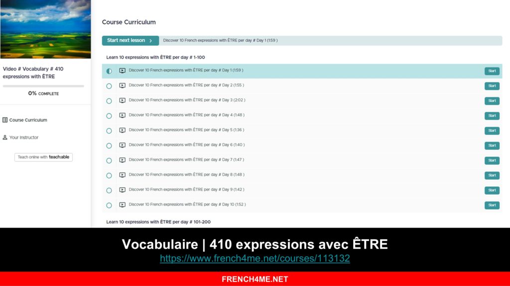 Le cours de français du jour I Vocabulaire | 410 expressions avec ÊTRE ...